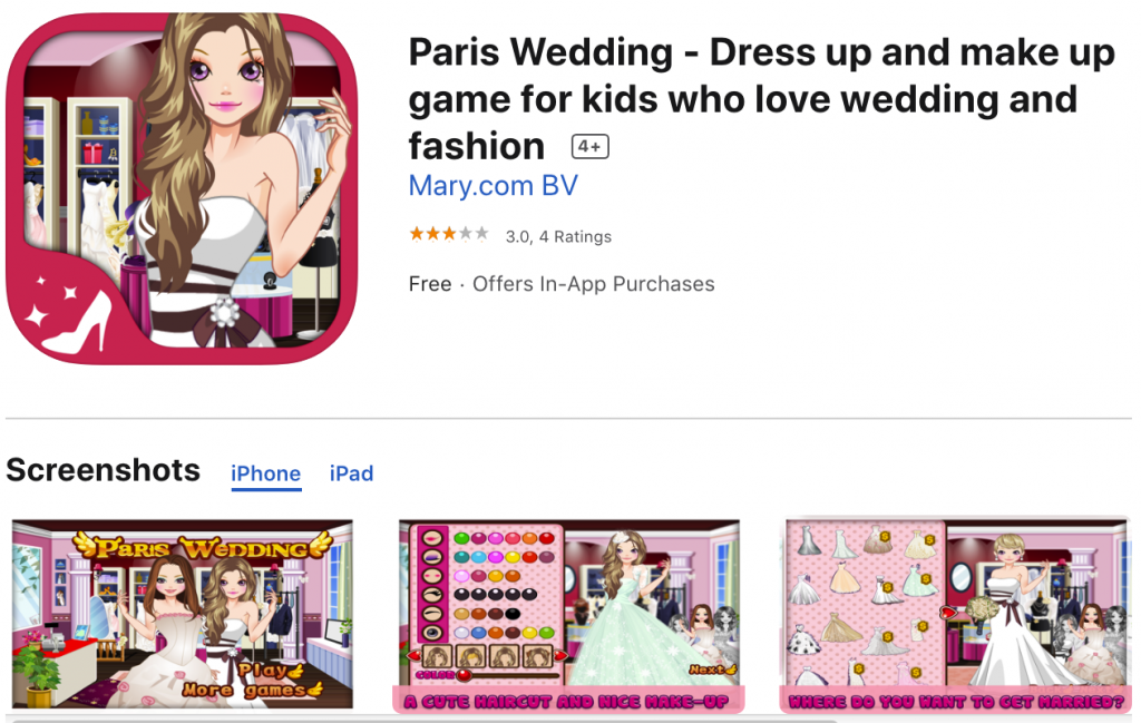 Paris Wedding - Dress up and make up game for kids who love wedding and fashion